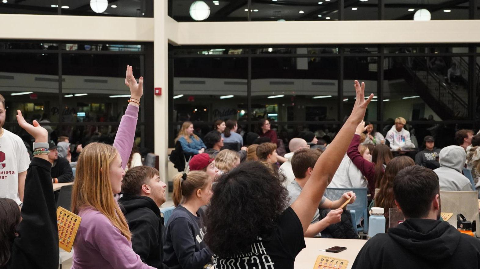 Students at late night programming playing bingo